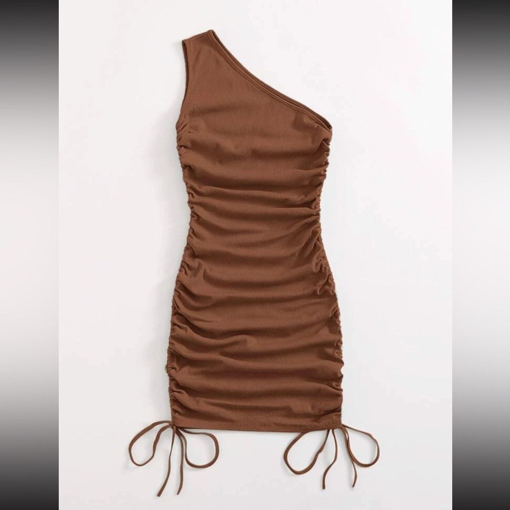 Brown one shoulder dress